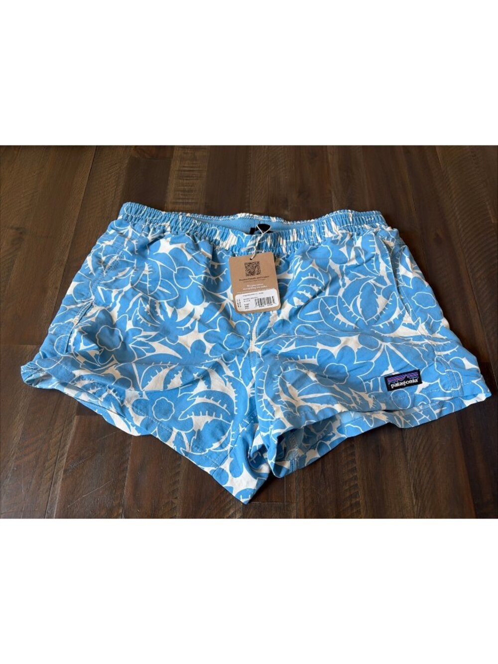 Patagonia Kids Baggies Shorts 4" Unlined Birch White Floral Size XXL 16-18 NWT